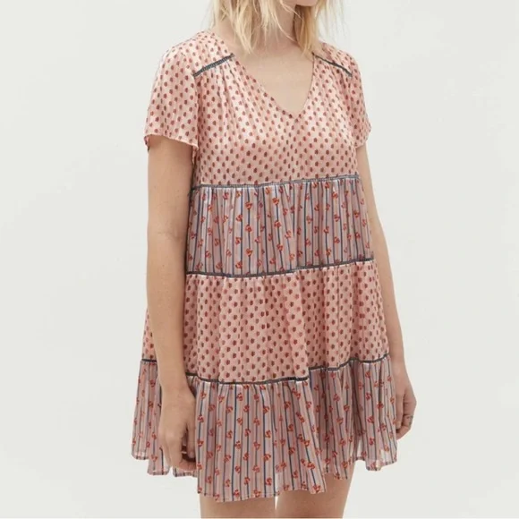 sachin and babi light blue dress Vince Camuto Floral Puff Sleeve Asymmetric Chiffon Dress